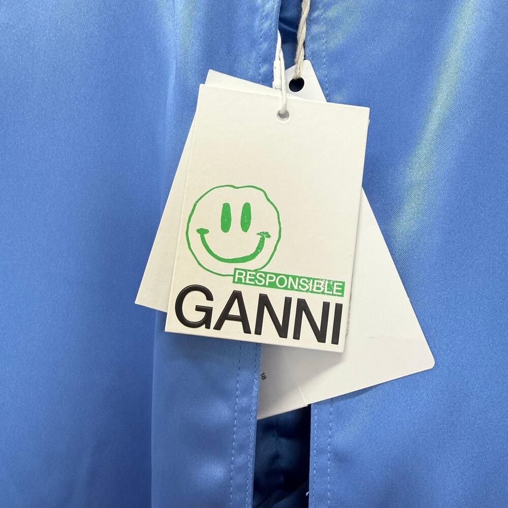 GANNI
Ruched-Detail Satin Midi Dress💜 - Picture 16 of 16